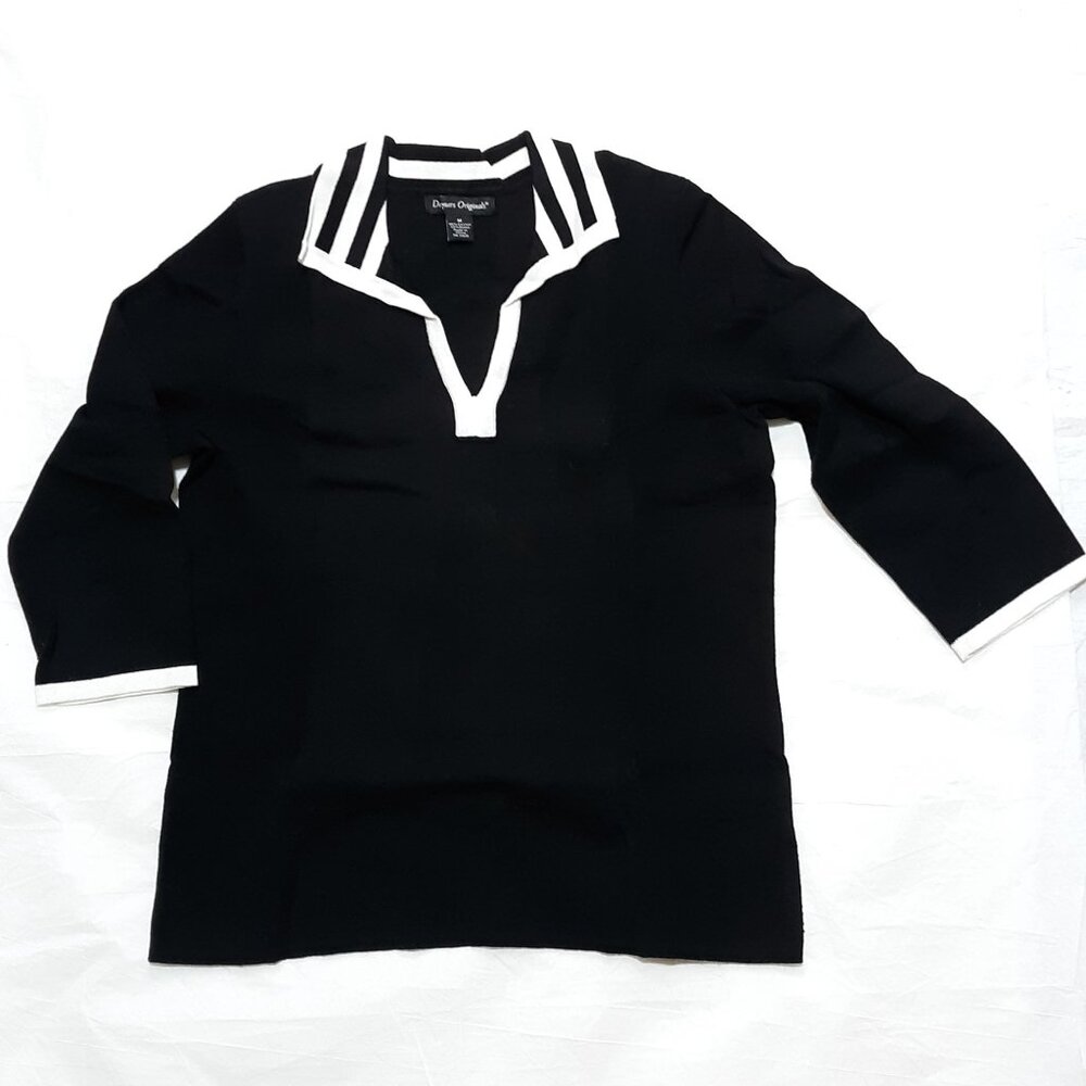 Designers Original Knit Top Black 3/4 Sleeve